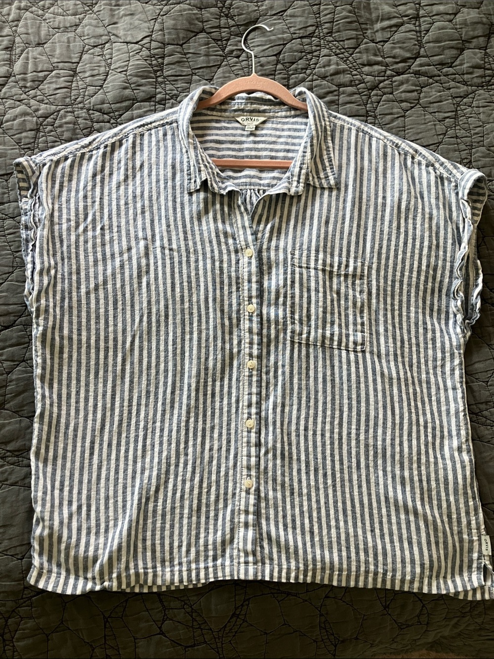 Orvis Blue & White Striped Button-Down Women's Shirt